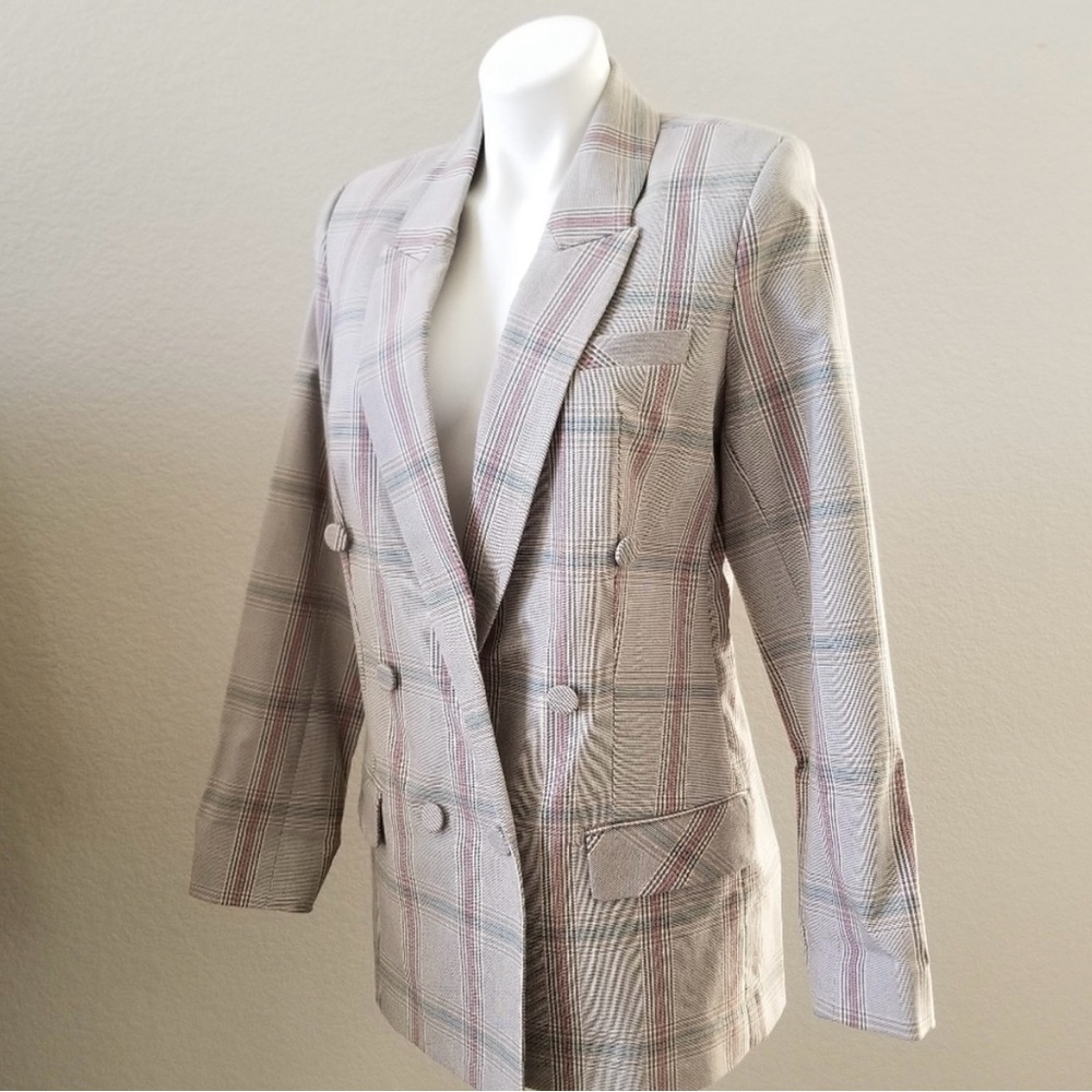Cabi Sleuth Blazer Menswear style, cuffed sleeves; plaid. Size 8 ARA